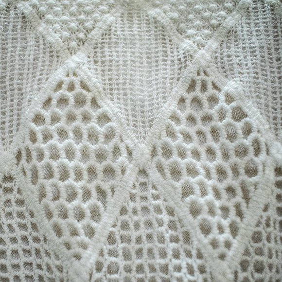 Off White Cotton Crochet Knit Flare Crop top (M) - NWOT - Picture 7 of 8